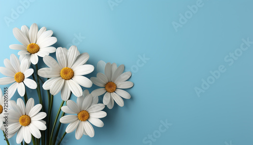 Freshness of summer chamomile blossom on blue meadow backdrop generated by AI