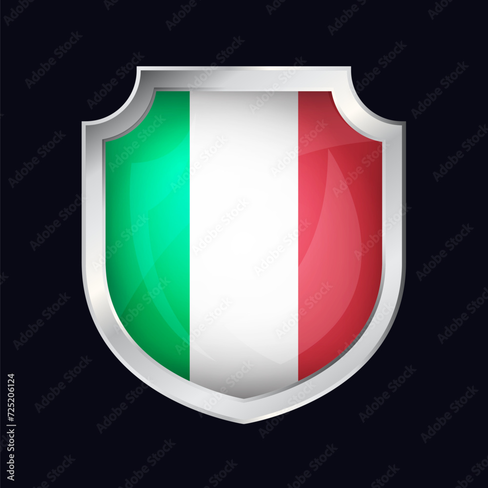 Italy Silver Shield Flag Icon Italy Silver Shield Flag Icon