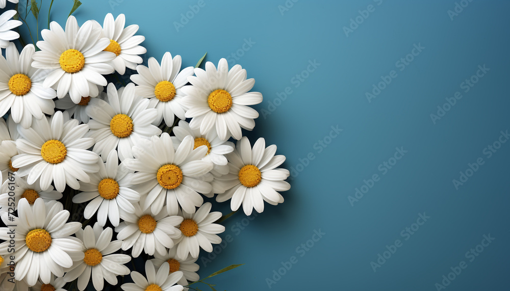 Fototapeta premium Freshness of summer Chamomile plant blossoms in nature meadow generated by AI