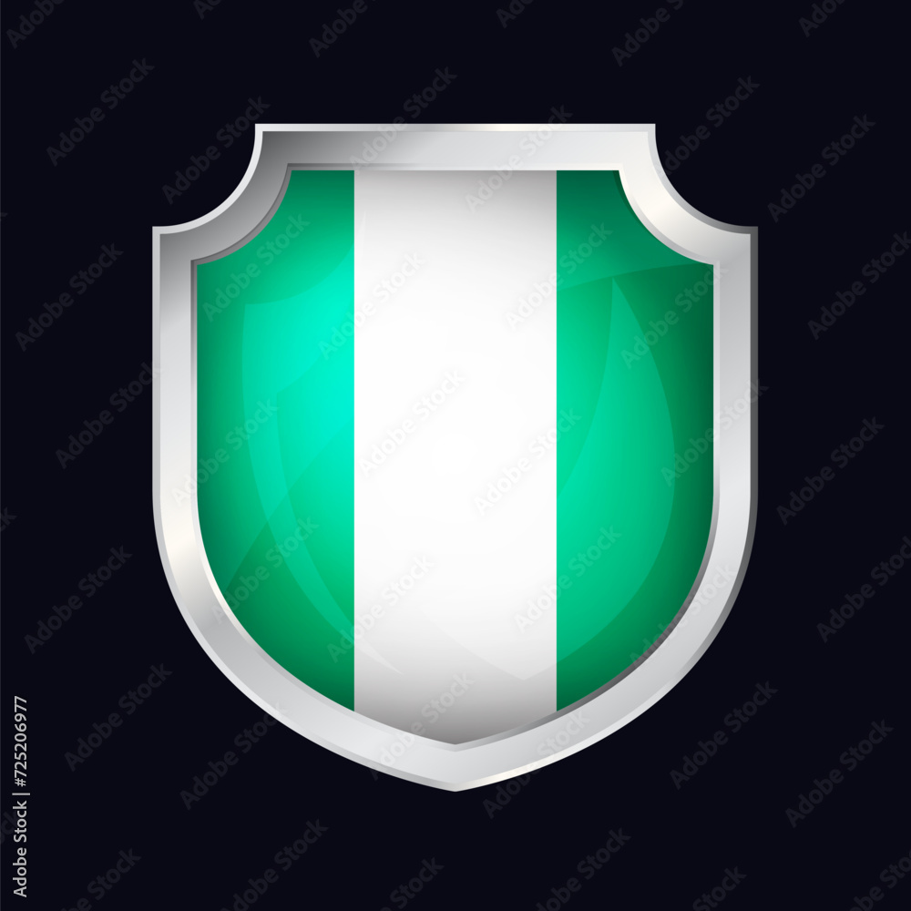 Nigeria Silver Shield Flag Icon