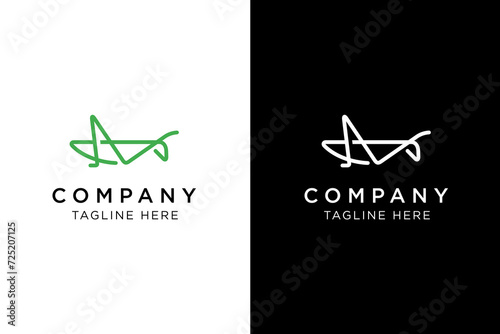 modern clean line grasshopper logo