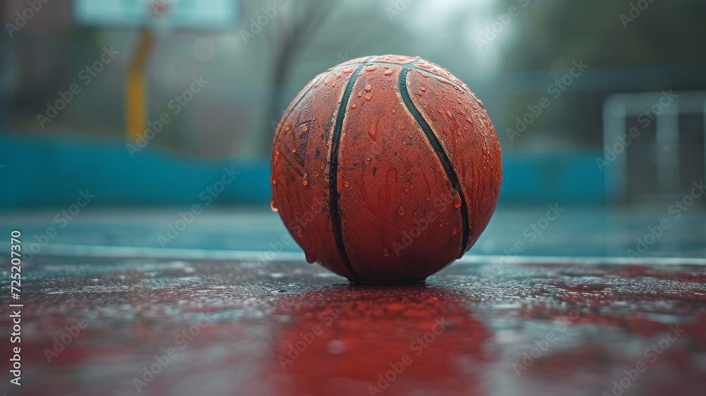 Basketball on a basketball court, generative ai. Basketball on a basketball court, generative ai.