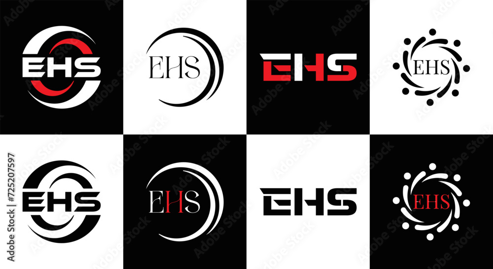 EHS logo. E H S design. EHS letter. EHS, E H S letter logo SET design. Initial letter EHS linked circle uppercase monogram logo. E H S letter logo SET vector design. EHS letter logo design	
