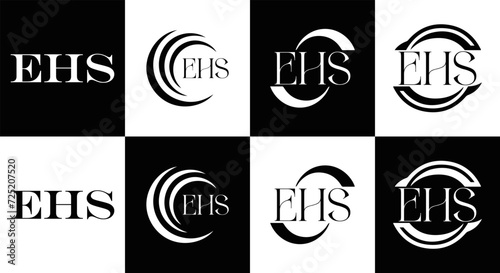 EHS logo. E H S design. EHS letter. EHS  E H S letter logo SET design. Initial letter EHS linked circle uppercase monogram logo. E H S letter logo SET vector design. EHS letter logo design  