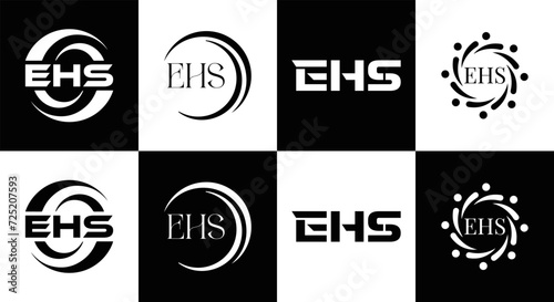 EHS logo. E H S design. EHS letter. EHS, E H S letter logo SET design. Initial letter EHS linked circle uppercase monogram logo. E H S letter logo SET vector design. EHS letter logo design 