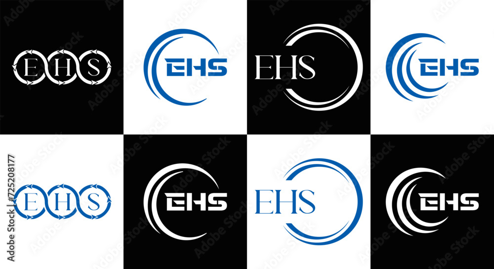 EHS logo. E H S design. EHS letter. EHS, E H S letter logo SET design. Initial letter EHS linked circle uppercase monogram logo. E H S letter logo SET vector design. EHS letter logo design	
