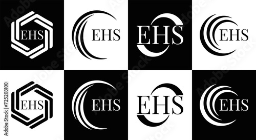 EHS logo. E H S design. EHS letter. EHS, E H S letter logo SET design. Initial letter EHS linked circle uppercase monogram logo. E H S letter logo SET vector design. EHS letter logo design	
