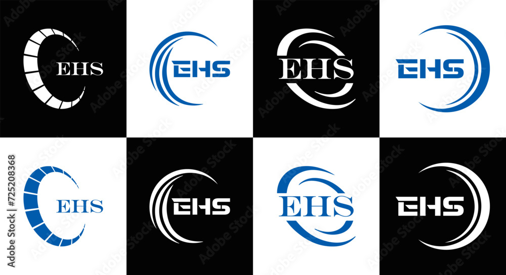 EHS logo. E H S design. EHS letter. EHS, E H S letter logo SET design. Initial letter EHS linked circle uppercase monogram logo. E H S letter logo SET vector design. EHS letter logo design	
