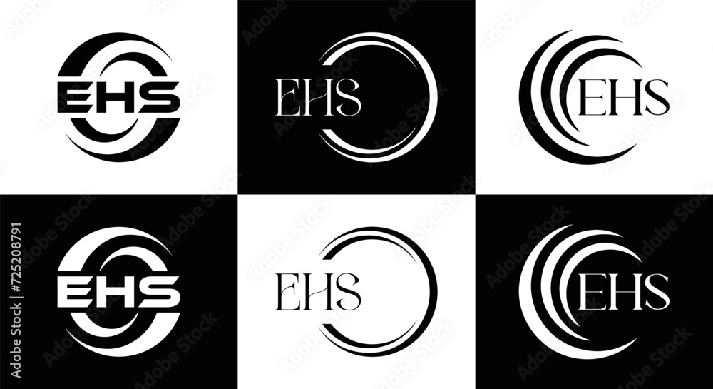 EHS logo. E H S design. EHS letter. EHS, E H S letter logo SET design. Initial letter EHS linked circle uppercase monogram logo. E H S letter logo SET vector design. EHS letter logo design	
