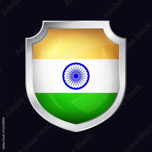 India Silver Shield Flag Icon
