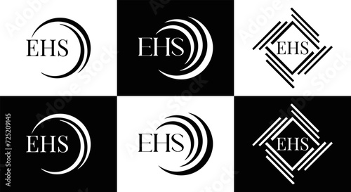 EHS logo. E H S design. EHS letter. EHS  E H S letter logo SET design. Initial letter EHS linked circle uppercase monogram logo. E H S letter logo SET vector design. EHS letter logo design  