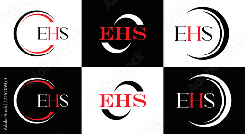 EHS logo. E H S design. WhitE H SHS letter. EHS, E H S letter logo SET design. Initial letter EHS linked circle uppercase monogram logo. E H S letter logo SET vector design. EHS letter logo design 