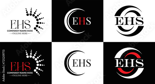 EHS logo. E H S design. WhitE H SHS letter. EHS, E H S letter logo SET design. Initial letter EHS linked circle uppercase monogram logo. E H S letter logo SET vector design. EHS letter logo design 