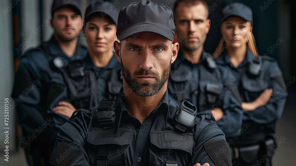 portrait group of Caucasian male Security guard, generative ai portrait group of Caucasian male Security guard, generative ai
