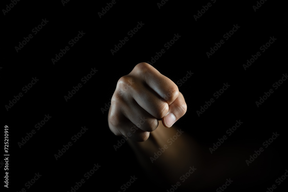 fist, Hand gesture. man clenched fist, ready to punch, isolated on black, close-up, copy space fist, Hand gesture. man clenched fist, ready to punch, isolated on black, close-up, copy space