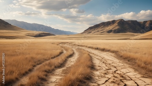 realistic photography, a dry and mountain