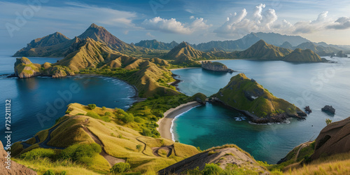 Landscape view from the top of Padar island in Komodo islands, Flores, Indonesia photo