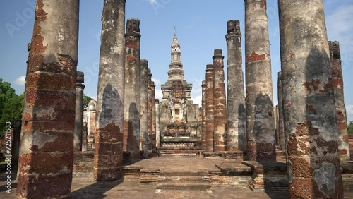 Sukhothai temple historical sight in Thailand buddhist tourism of ancient ruins  photo