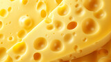 Close-up of Swiss cheese with characteristic holes, suitable for culinary themes or dairy-related content