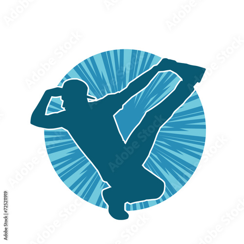 Silhouette of a man in dancing pose. Silhouette of a male dancer in performing pose.