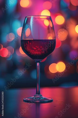 A glass of wine  magenta solid color background  generative ai