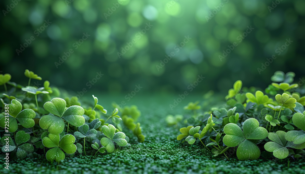 Abstract Bokeh background frame, in the style of St Patricks Day clovers, vector illustration, generative ai - obrazy, fototapety, plakaty 