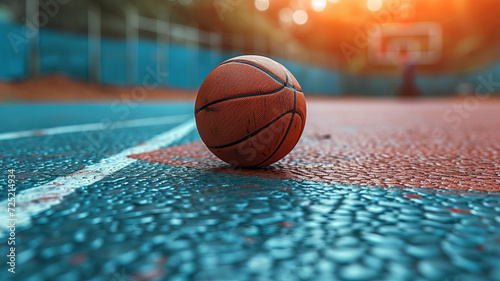 Basketball on a basketball court, generative ai. © Krisana
