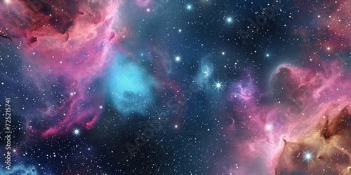 Cosmic abstract background, with swirling hues of pink, blue, and purple
