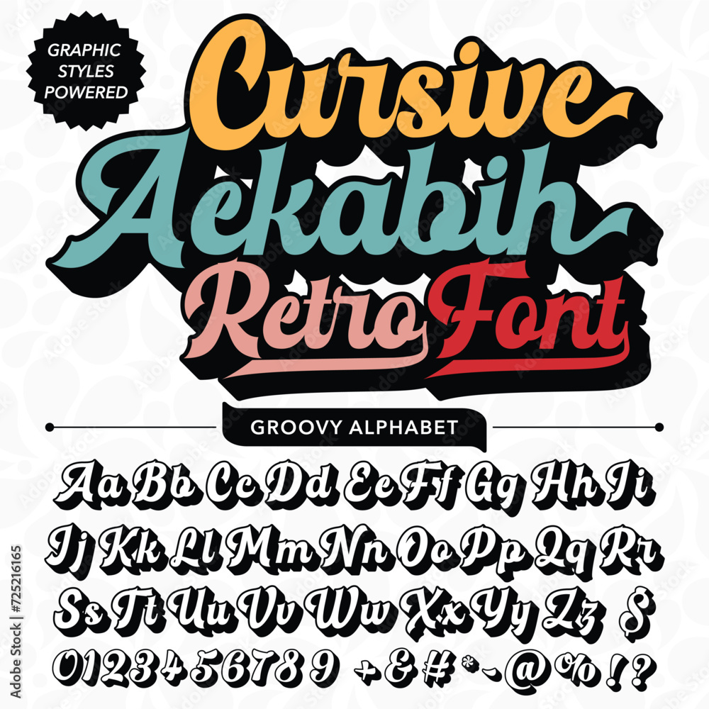 Black and White cursive Akabih Script vintage retro bold Font template.