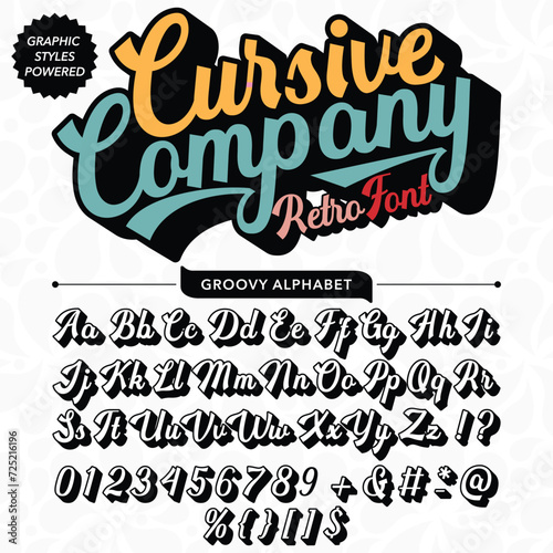 Black and White Cursive Company Script vintage retro bold Font template