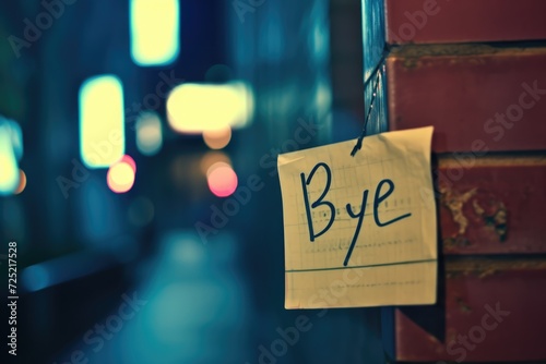 Bye message written on a post-it note