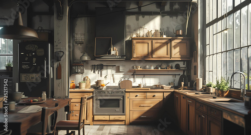 industrial rustic kitchen © Sticker Me