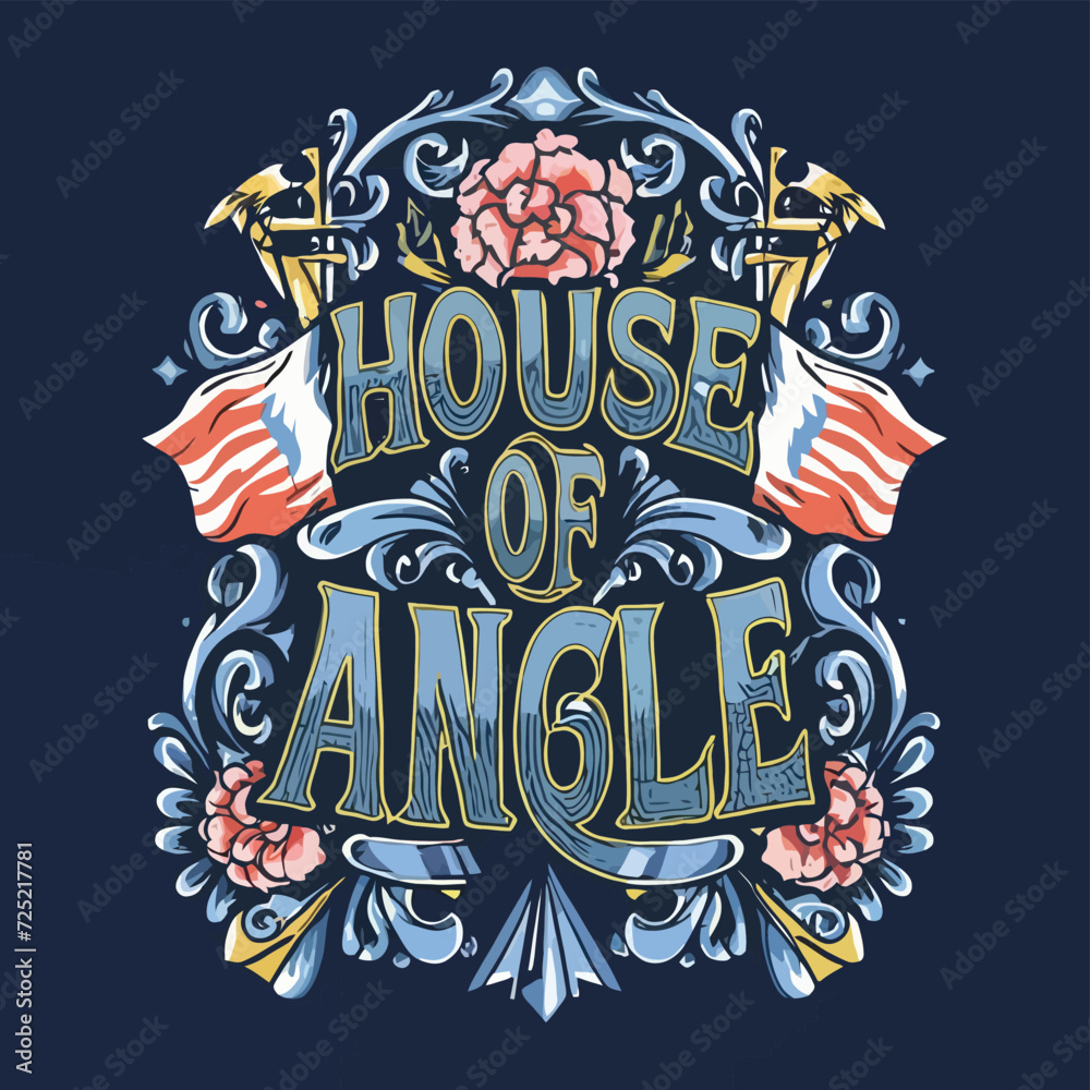 2d vector illustration t-shirt design with lettering  and flag element and flowers 