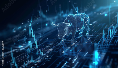 Blue Tech Bull Market with Graph Background