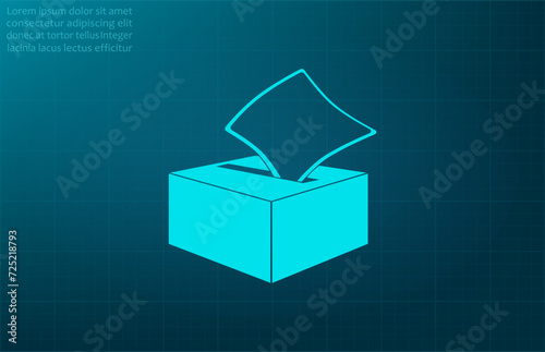 Box with paper symbol. Vector illustration on blue background. Eps 10.