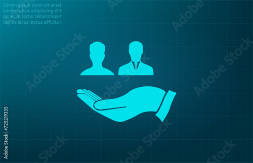 Business group, leader symbol. Vector illustration on blue background. Eps 10.