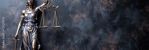 scales of justice banner with plenty of blank copy space for legal, law, political, court usage photo