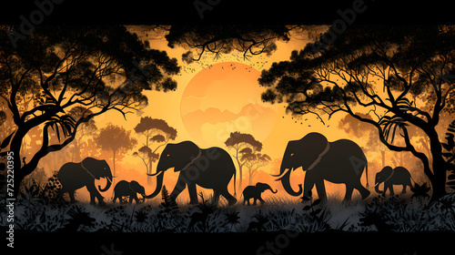 Elephant Silhouette, Wildlife, World Animals Day, Religious Animals, Generative Ai © Jaunali