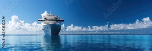 Cruise ship on ocean blue with blue skies photo
