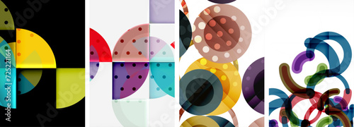 Set of circles geometric abstract posters. Abstract backgrounds for wallpaper, business card, cover, poster, banner, brochure, header, website