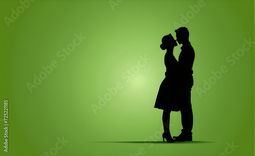 Couple silhouette. soft green background with copy space. Generative AI