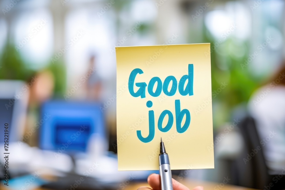 Fototapeta premium goodjob message written on a post-it note