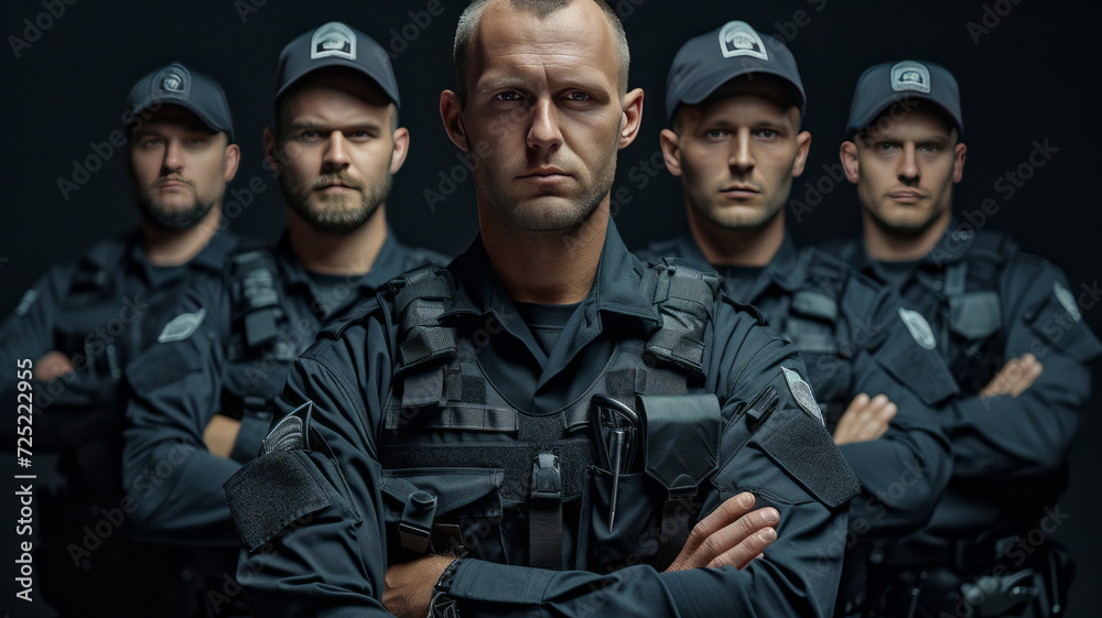 portrait group of Caucasian male Security guard, generative ai portrait group of Caucasian male Security guard, generative ai