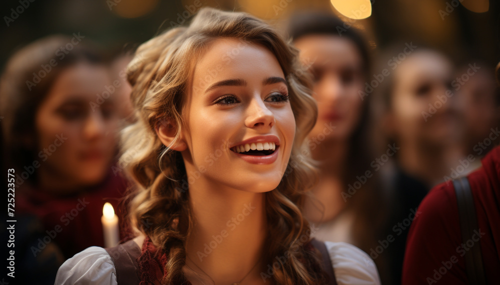 Obraz premium Smiling women enjoying a cheerful celebration outdoors generated by AI