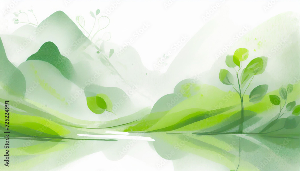 Obraz premium 新緑の春の水彩画テイスト,Generative AI AI画像