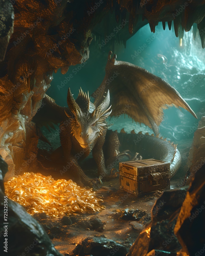 dragon guarding a treasure