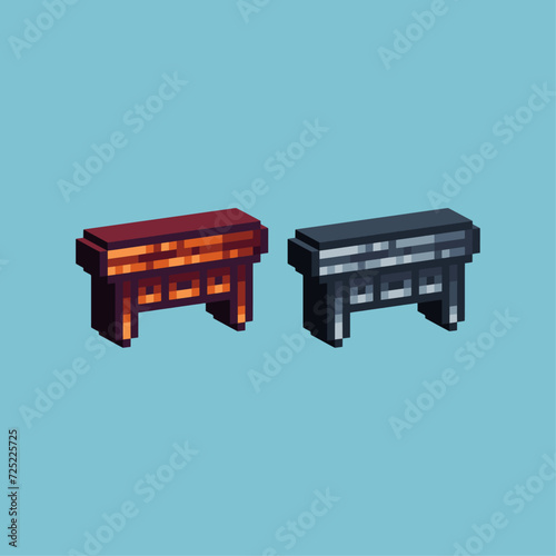 Isometric Pixel art 3d of table drawer icon for items asset.Table icon on pixelated style.8bits perfect for game asset or design asset element for your game design asset.