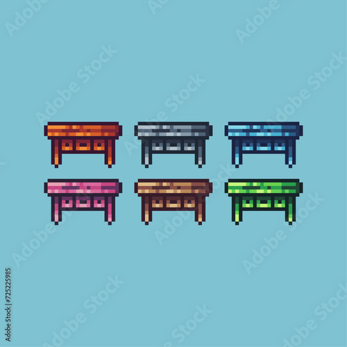 Pixel art sets icon of drawer variation color.drawer table icon on pixelated style. 8bits perfect for game asset or design asset element for your game design. Simple pixel art icon asset.