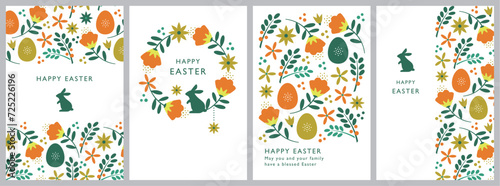 Set of 4 Easter card designs.