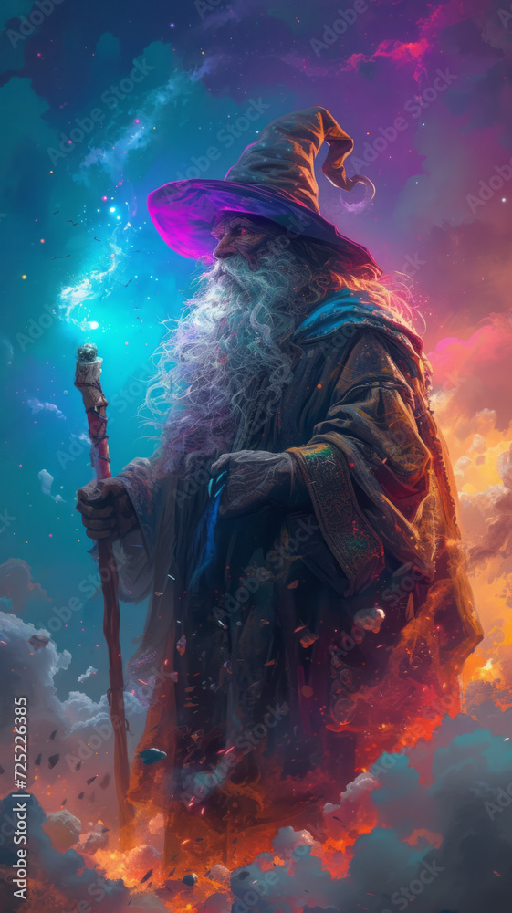 Fototapeta premium a psychedelic space wizard, generative ai